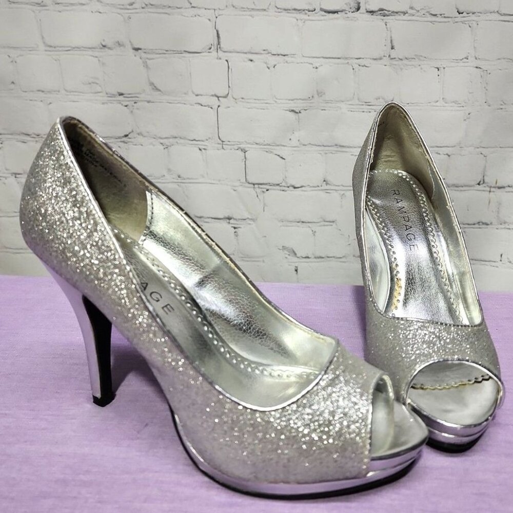 Rampage Gracee Silver Sparkle heels
